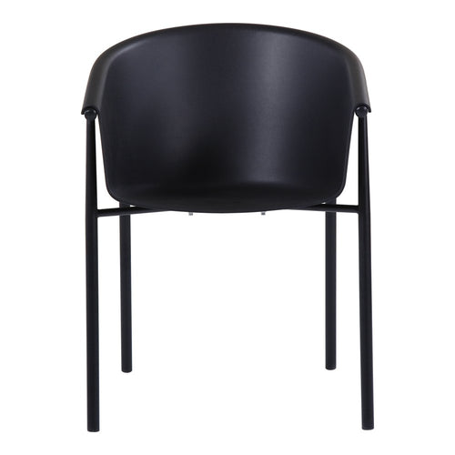 2-Piece Black Heavy-Duty Plastic Outdoor Patio Stacking Dining Chair Set