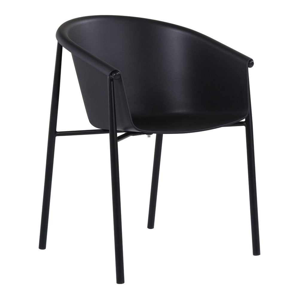 2-Piece Black Heavy-Duty Plastic Outdoor Patio Stacking Dining Chair Set