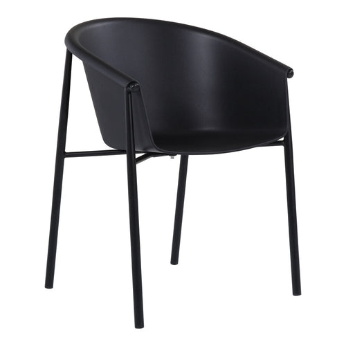 2-Piece Black Heavy-Duty Plastic Outdoor Patio Stacking Dining Chair Set