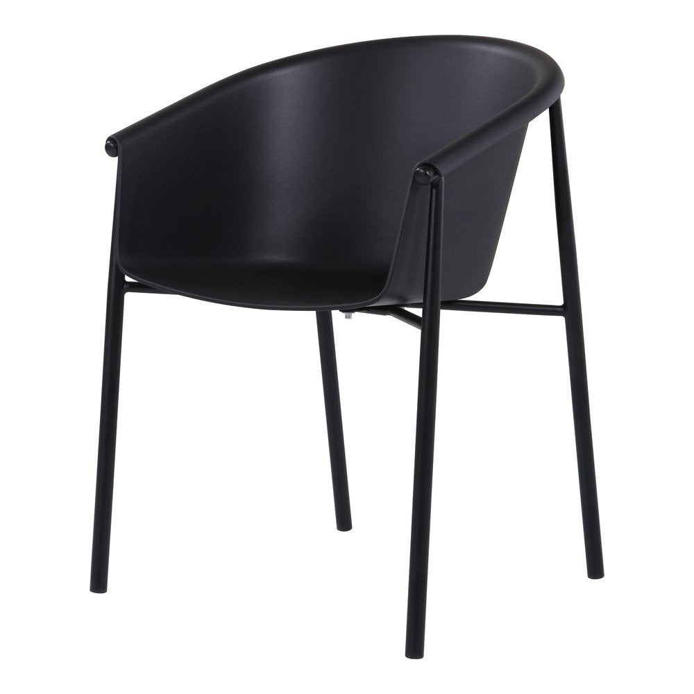 2-Piece Black Heavy-Duty Plastic Outdoor Patio Stacking Dining Chair Set
