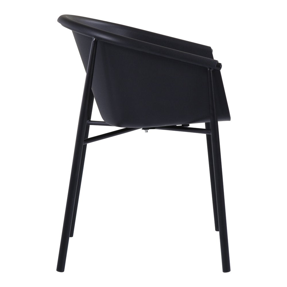 2-Piece Black Heavy-Duty Plastic Outdoor Patio Stacking Dining Chair Set
