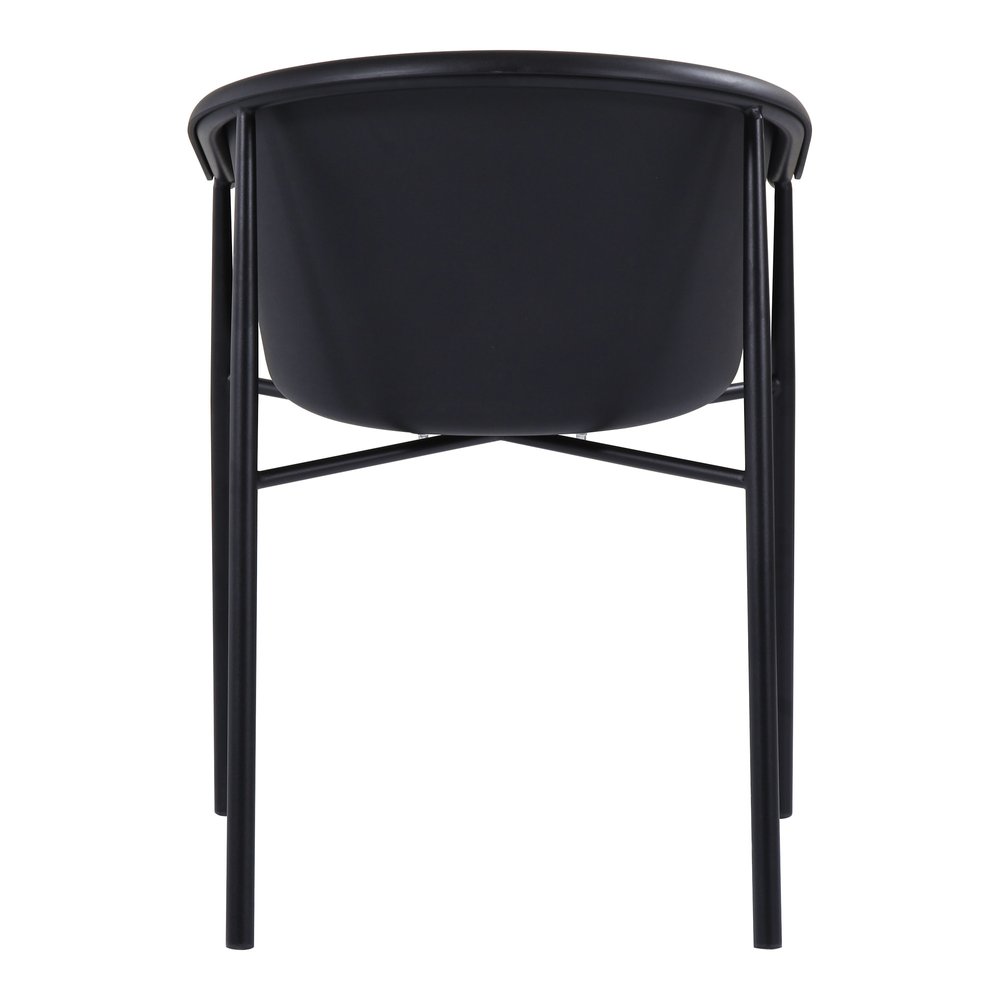2-Piece Black Heavy-Duty Plastic Outdoor Patio Stacking Dining Chair Set