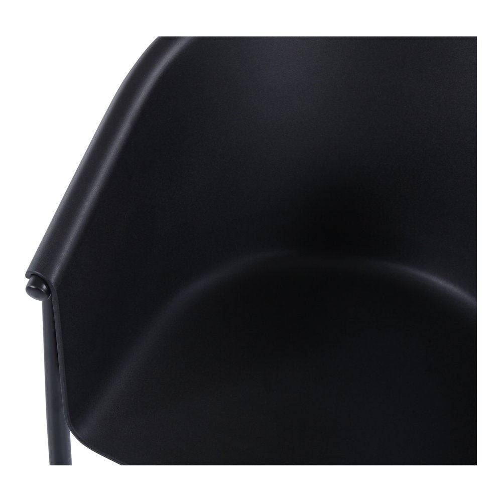 2-Piece Black Heavy-Duty Plastic Outdoor Patio Stacking Dining Chair Set