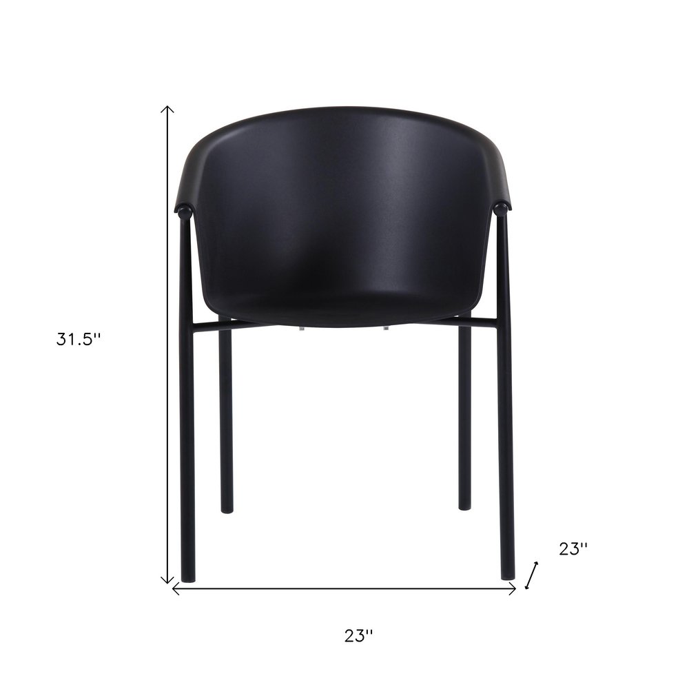 2-Piece Black Heavy-Duty Plastic Outdoor Patio Stacking Dining Chair Set