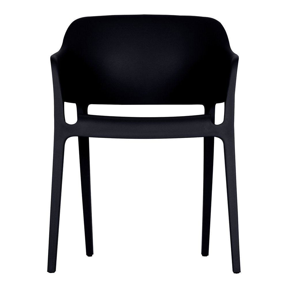 2-Piece Black Heavy-Duty Plastic Outdoor Patio Stacking Dining Chair Set