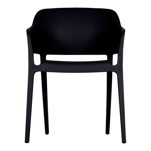 2-Piece Black Heavy-Duty Plastic Outdoor Patio Stacking Dining Chair Set