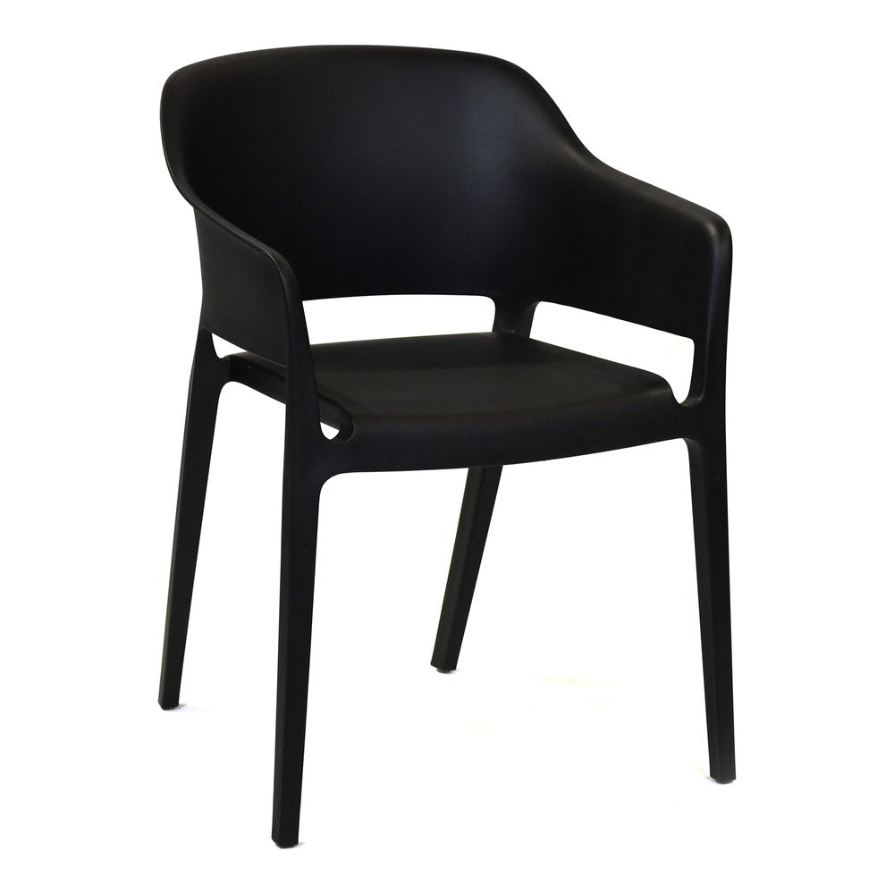 2-Piece Black Heavy-Duty Plastic Outdoor Patio Stacking Dining Chair Set