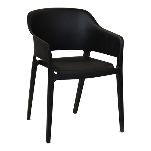 2-Piece Black Heavy-Duty Plastic Outdoor Patio Stacking Dining Chair Set