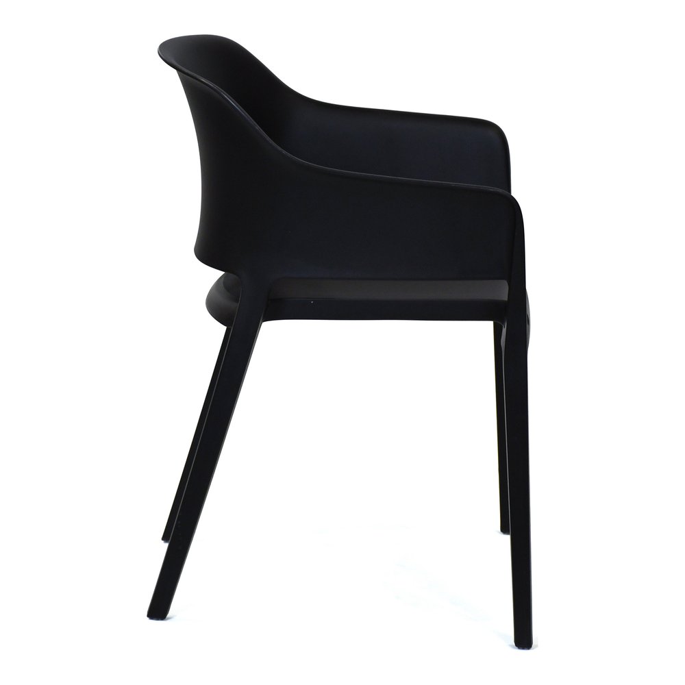 2-Piece Black Heavy-Duty Plastic Outdoor Patio Stacking Dining Chair Set