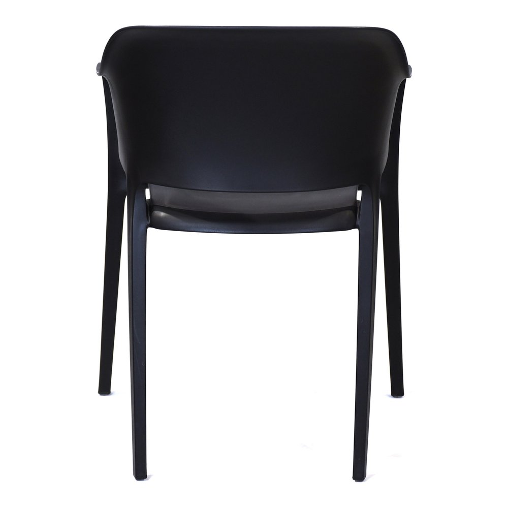 2-Piece Black Heavy-Duty Plastic Outdoor Patio Stacking Dining Chair Set