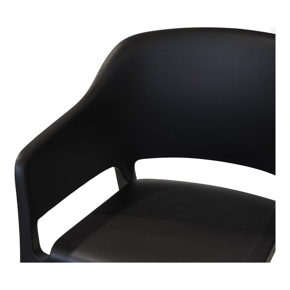 2-Piece Black Heavy-Duty Plastic Outdoor Patio Stacking Dining Chair Set