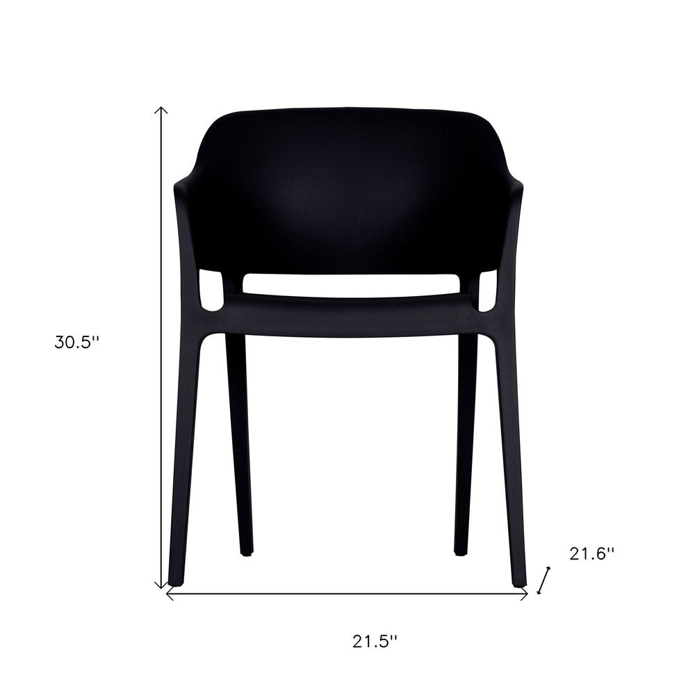 2-Piece Black Heavy-Duty Plastic Outdoor Patio Stacking Dining Chair Set
