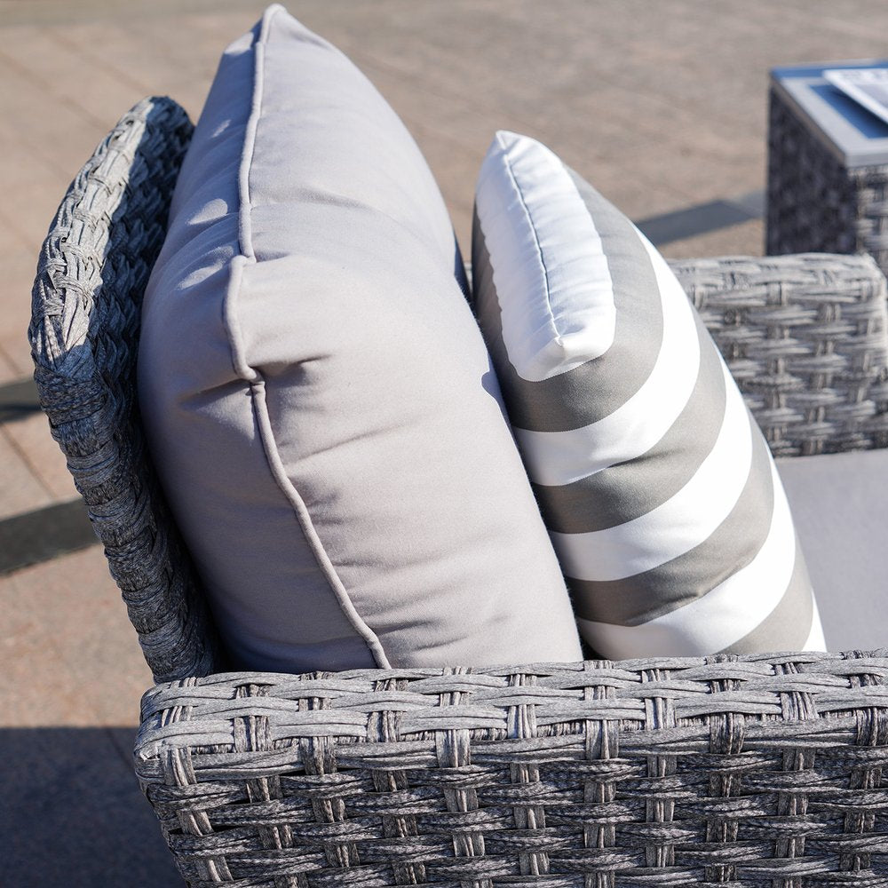 5-Piece Gray Rattan Outdoor Patio Conversation Set with Fire Pit & Table
