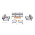 7-Piece White Metal Outdoor Patio Conversation Set with Table