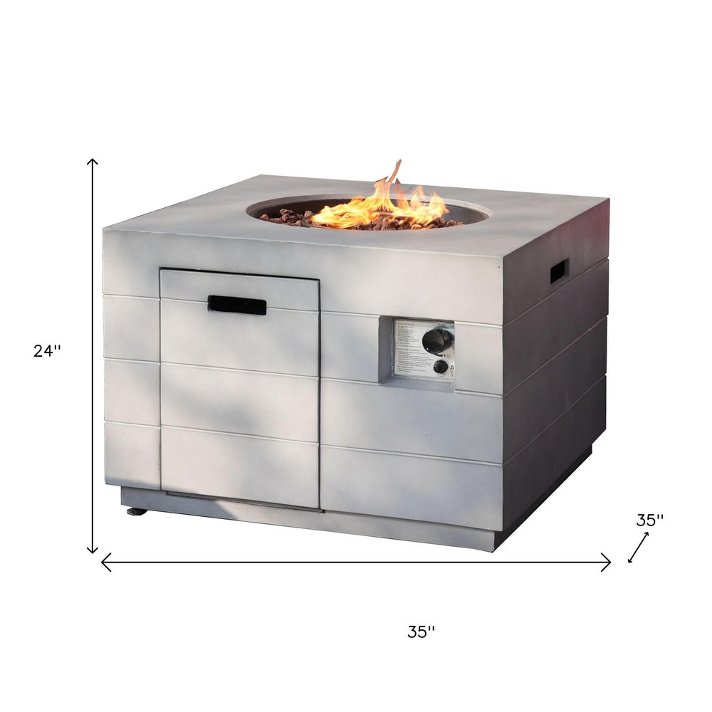 50,000 BTU 35" Gray Aluminum Natural Gas Square Outdoor Fire Pit Table with Cover