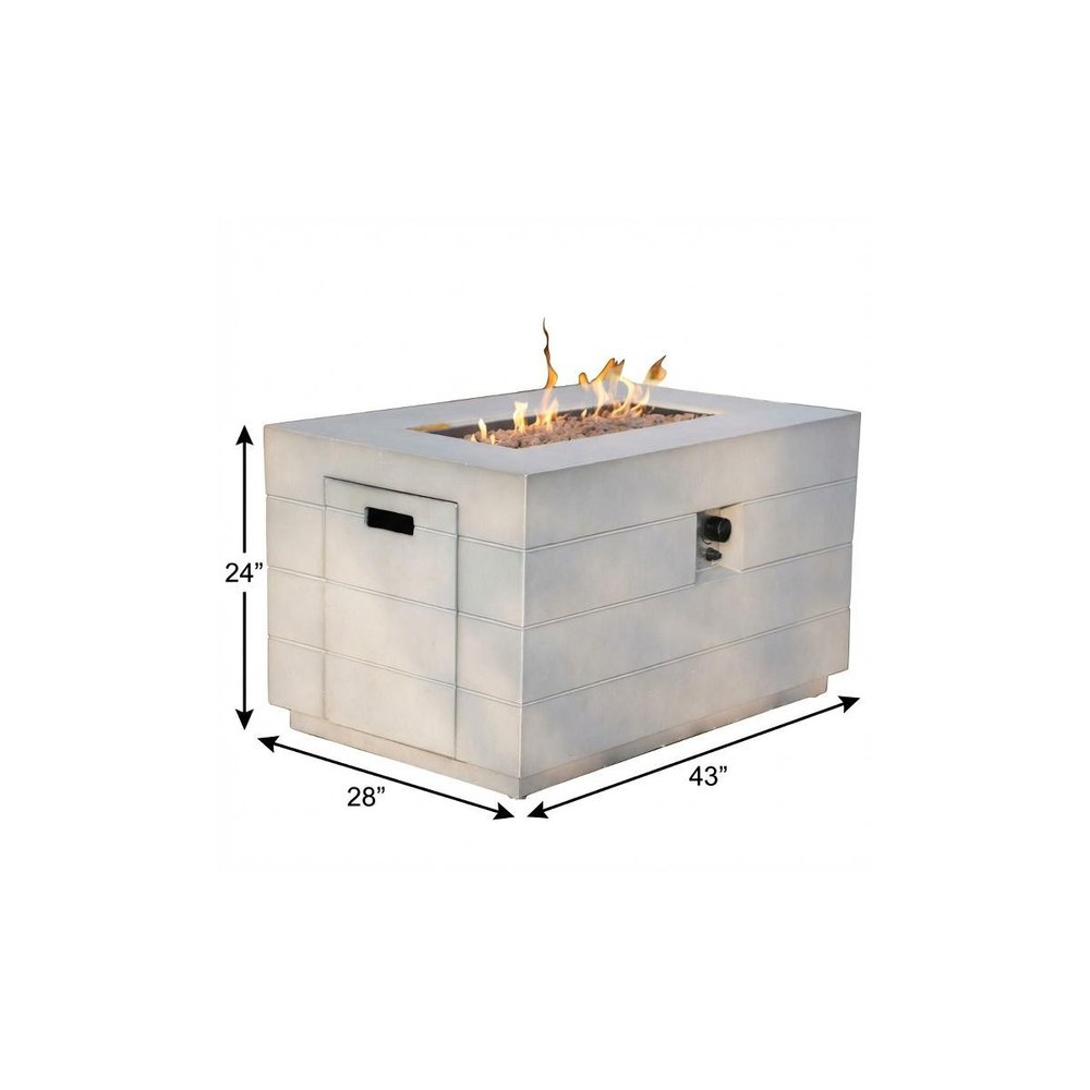 28" Gray Aluminum Natural gas Rectangular Outdoor Fire Pit table with Cover