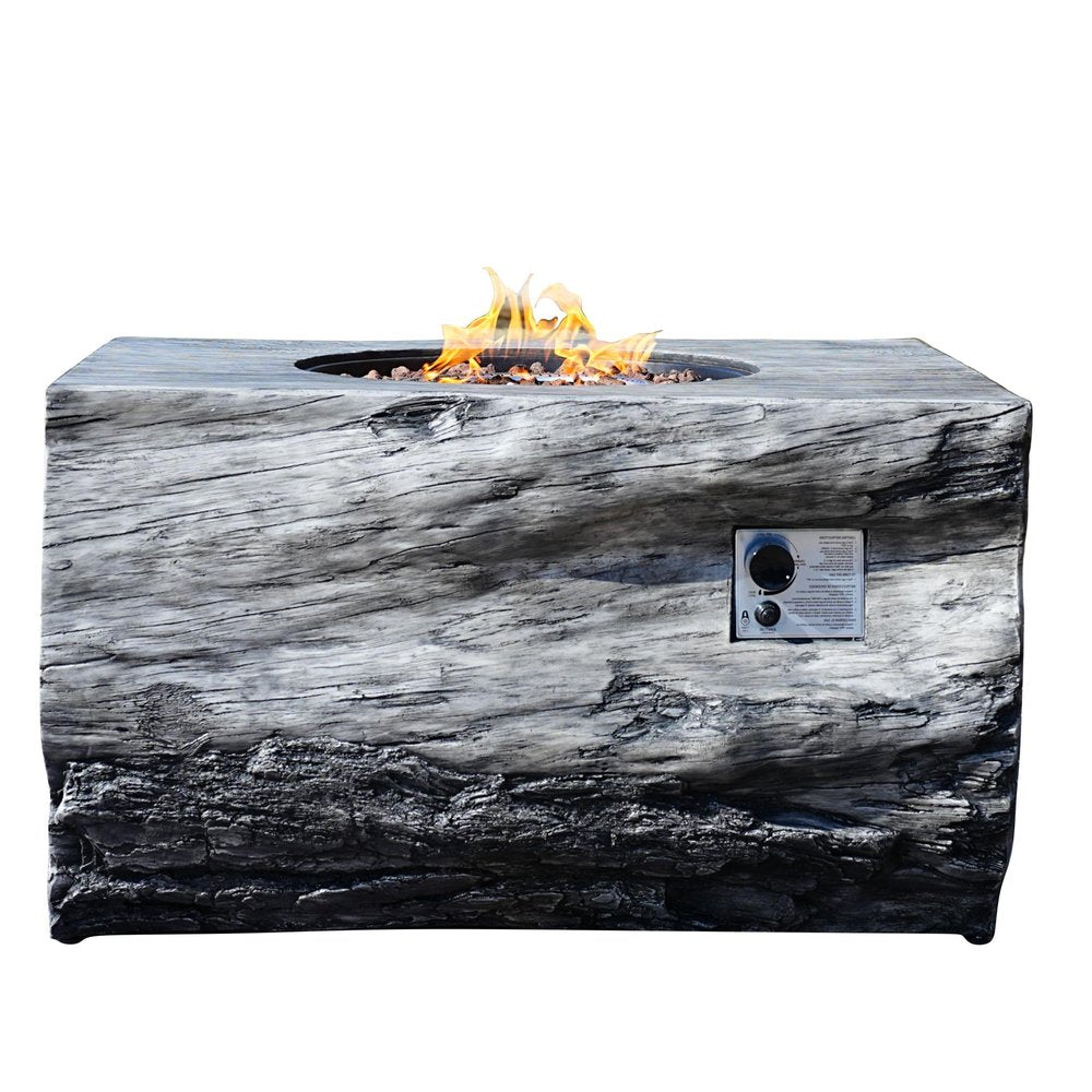 50,000 BTU 40" Gray Aluminum Natural Gas Rectangular Outdoor Fire Pit with Cover