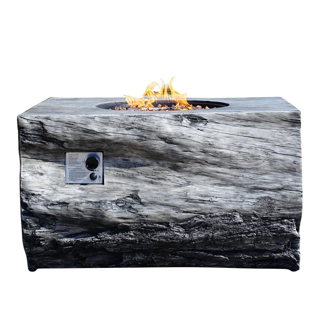 50,000 BTU 40" Gray Aluminum Natural Gas Rectangular Outdoor Fire Pit with Cover