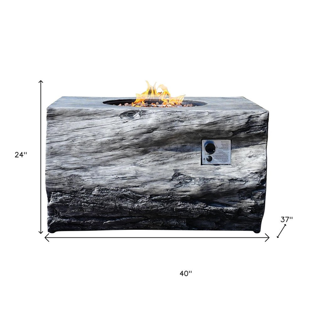 50,000 BTU 40" Gray Aluminum Natural Gas Rectangular Outdoor Fire Pit with Cover