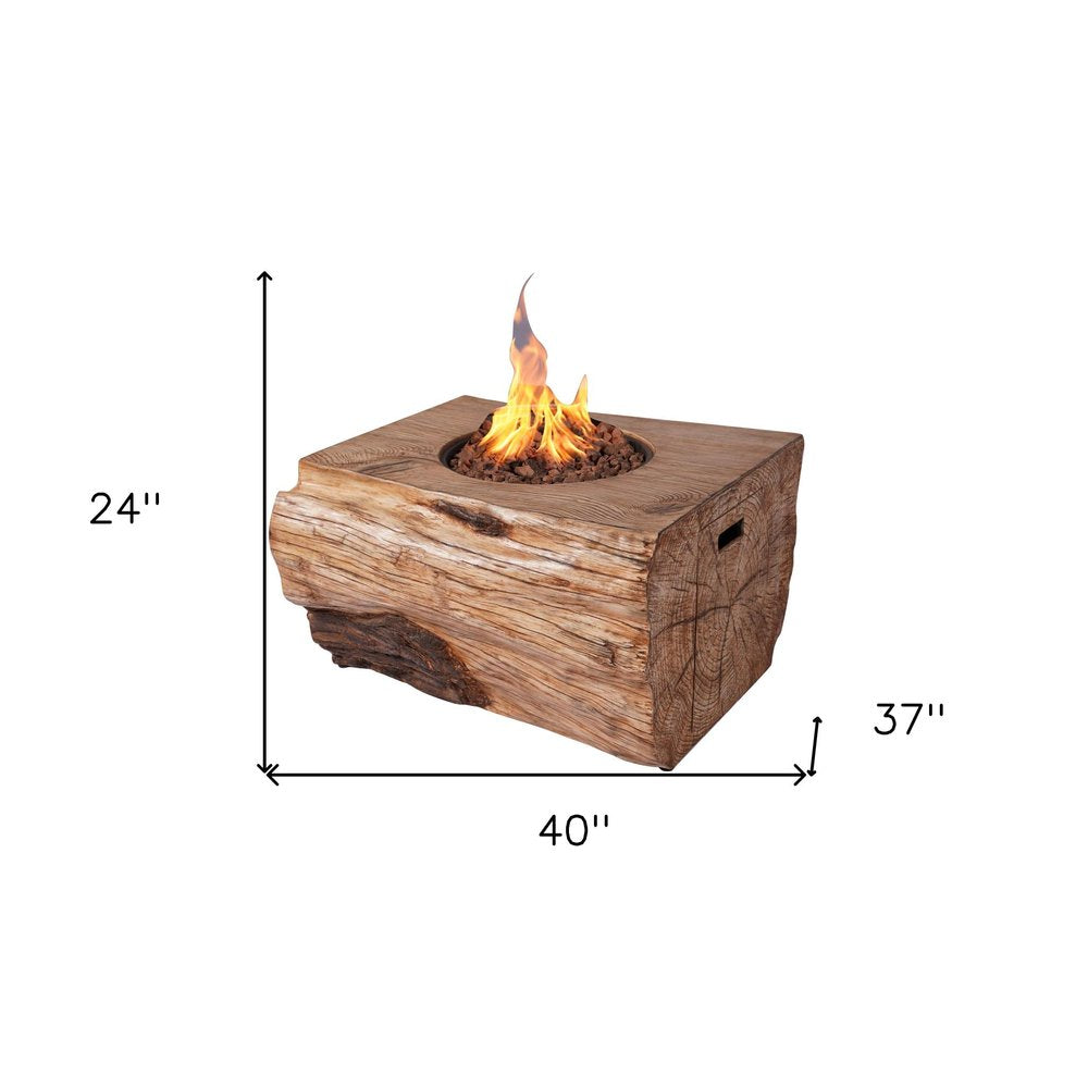 50,000 BTU 40" Brown Aluminum Natural Gas Rectangular Outdoor Fire Pit with Cover