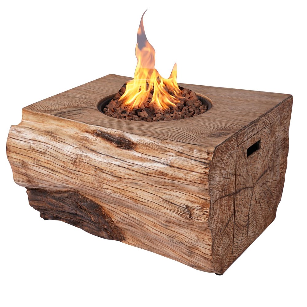50,000 BTU 40" Brown Aluminum Natural Gas Rectangular Outdoor Fire Pit with Cover
