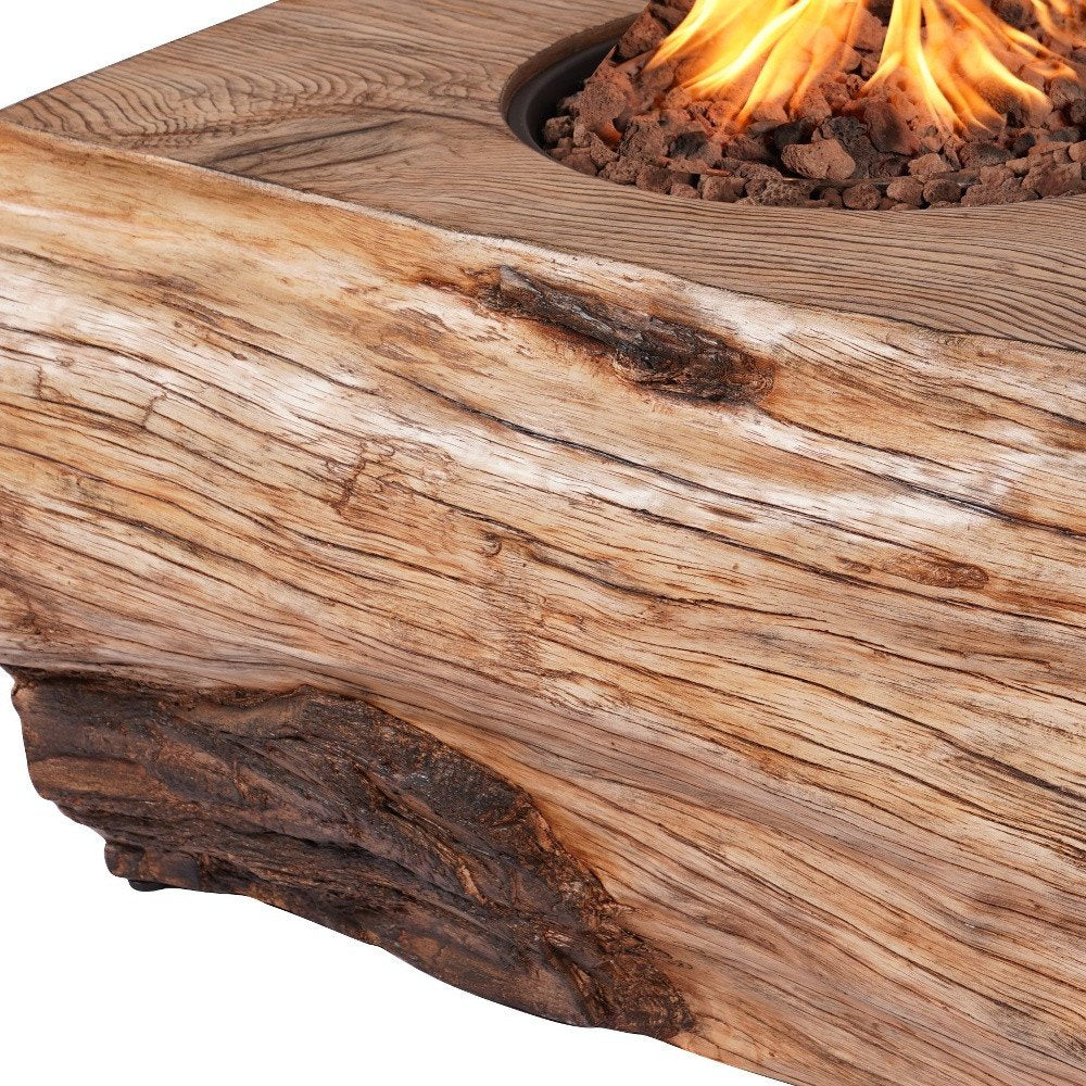 50,000 BTU 40" Brown Aluminum Natural Gas Rectangular Outdoor Fire Pit with Cover