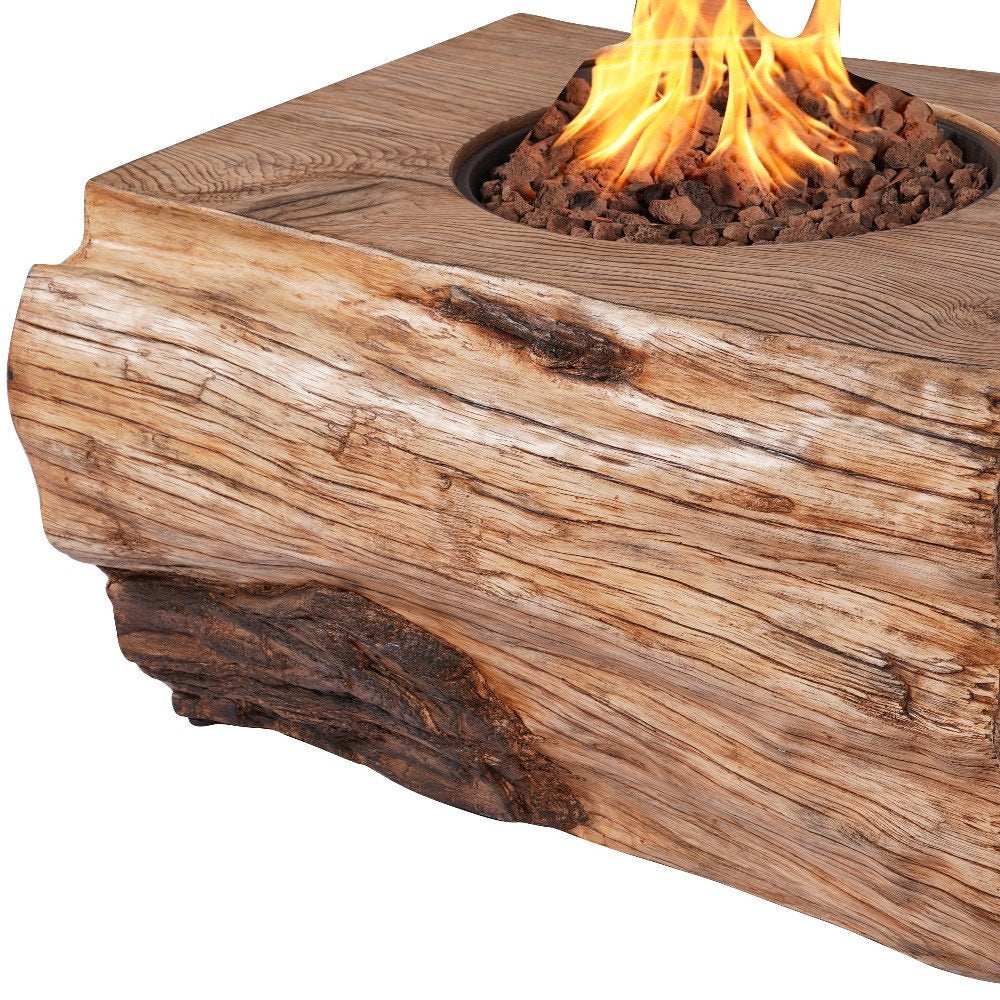 50,000 BTU 40" Brown Aluminum Natural Gas Rectangular Outdoor Fire Pit with Cover