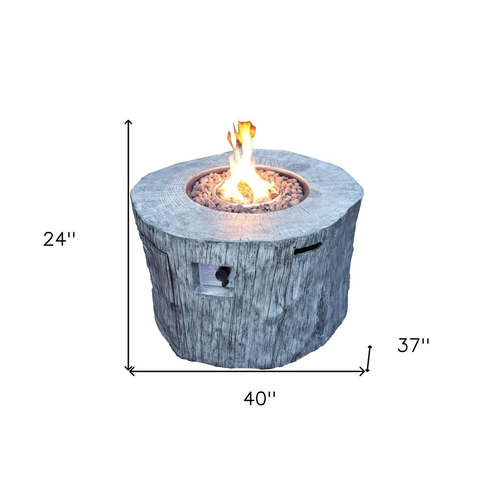 50,000 BTU 40" Gray Aluminum Natural Gas Round Outdoor Fire Pit Table with Cover