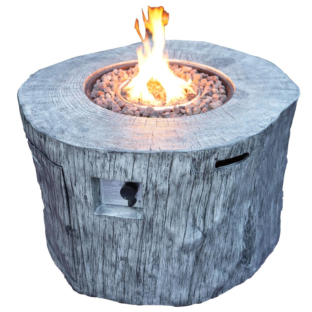 50,000 BTU 40" Gray Aluminum Natural Gas Round Outdoor Fire Pit Table with Cover