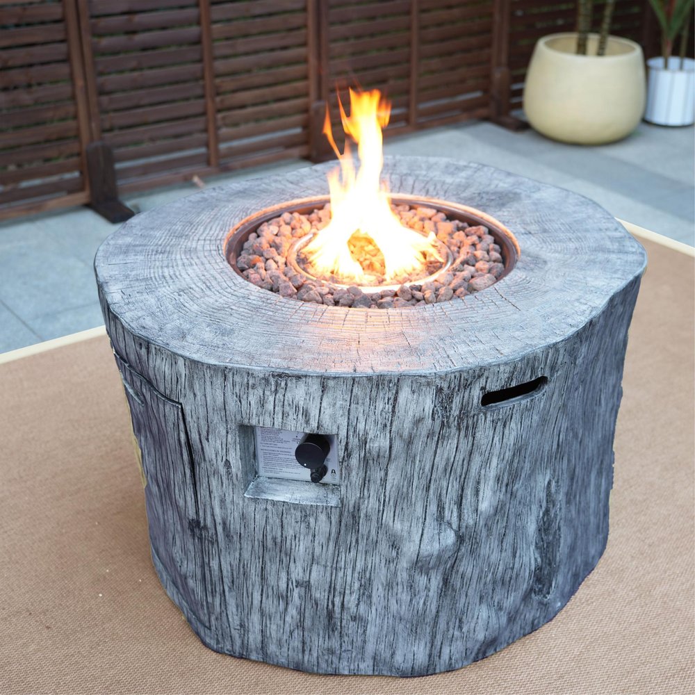 50,000 BTU 40" Gray Aluminum Natural Gas Round Outdoor Fire Pit Table with Cover