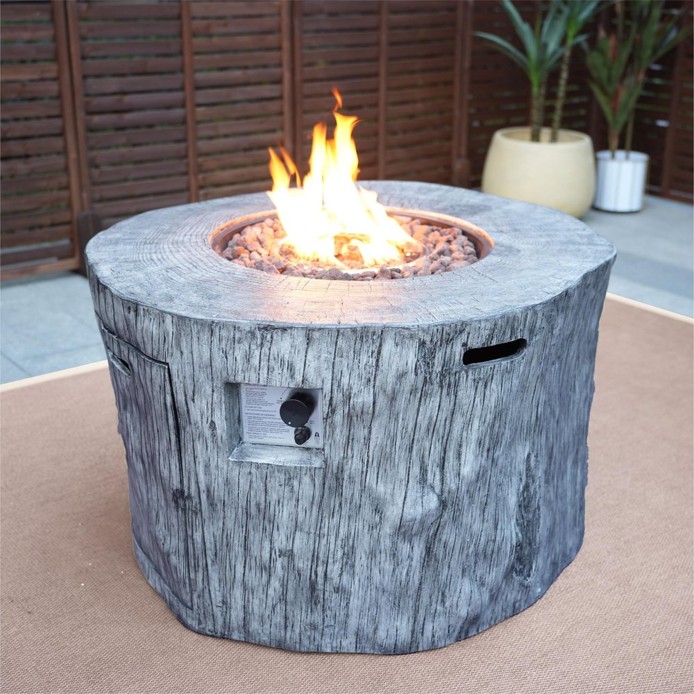50,000 BTU 40" Gray Aluminum Natural Gas Round Outdoor Fire Pit Table with Cover
