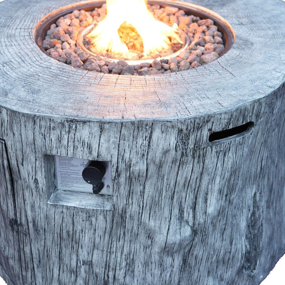 50,000 BTU 40" Gray Aluminum Natural Gas Round Outdoor Fire Pit Table with Cover