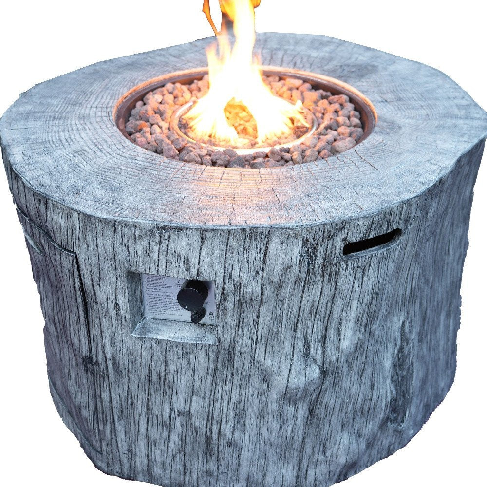 50,000 BTU 40" Gray Aluminum Natural Gas Round Outdoor Fire Pit Table with Cover