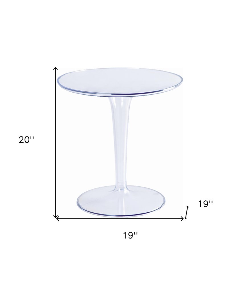 20" Clear Heavy-Duty Plastic Indoor/Outdoor Patio Round Pedestal End Table