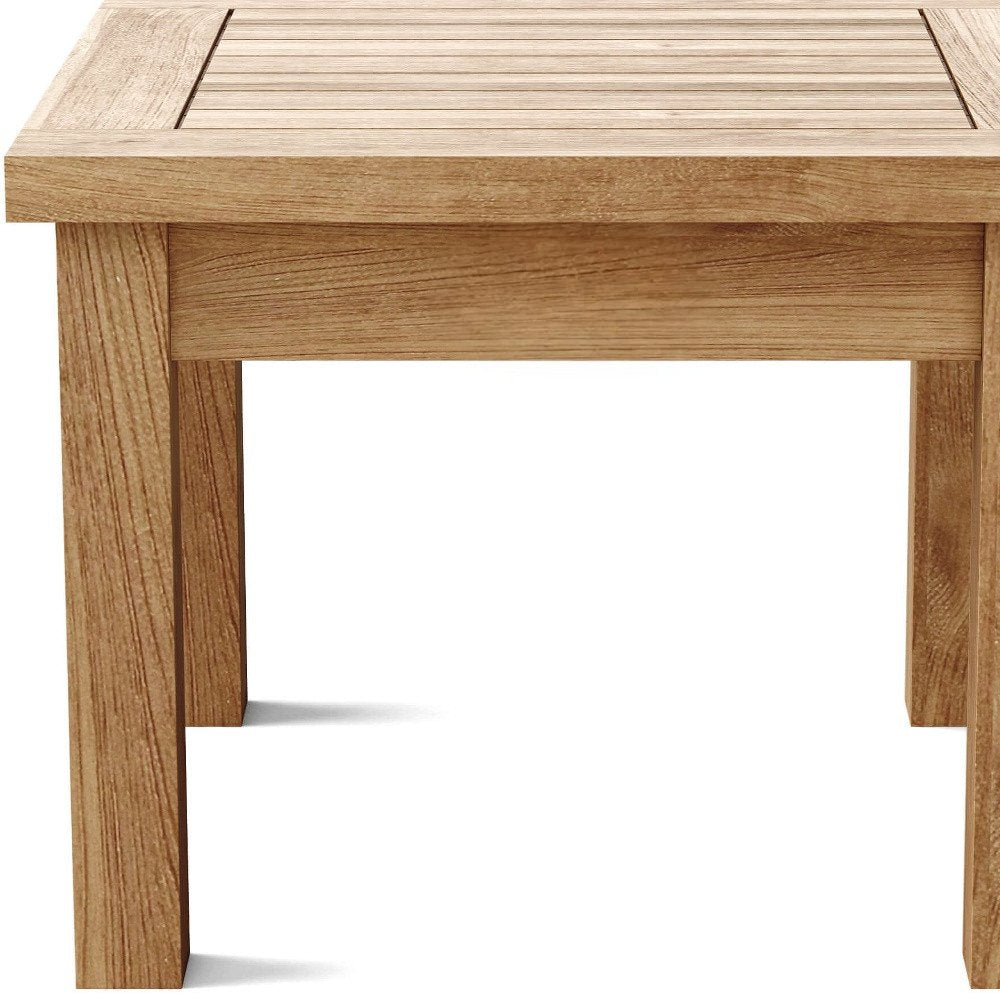 20" Natural Square Solid Wood Outdoor Patio Side Table