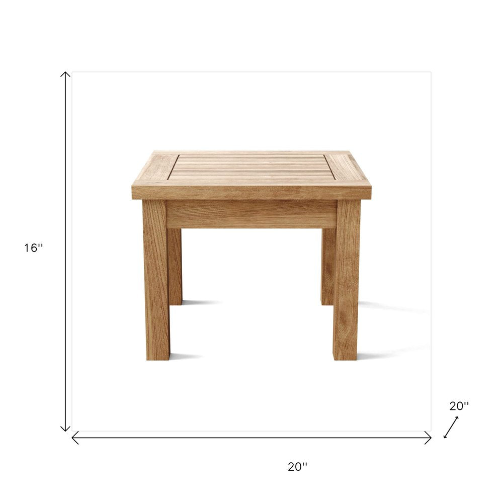 20" Natural Square Solid Wood Outdoor Patio Side Table