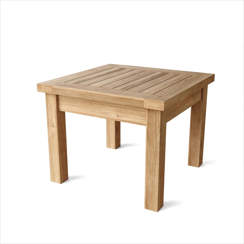 20" Natural Square Solid Wood Outdoor Patio Side Table