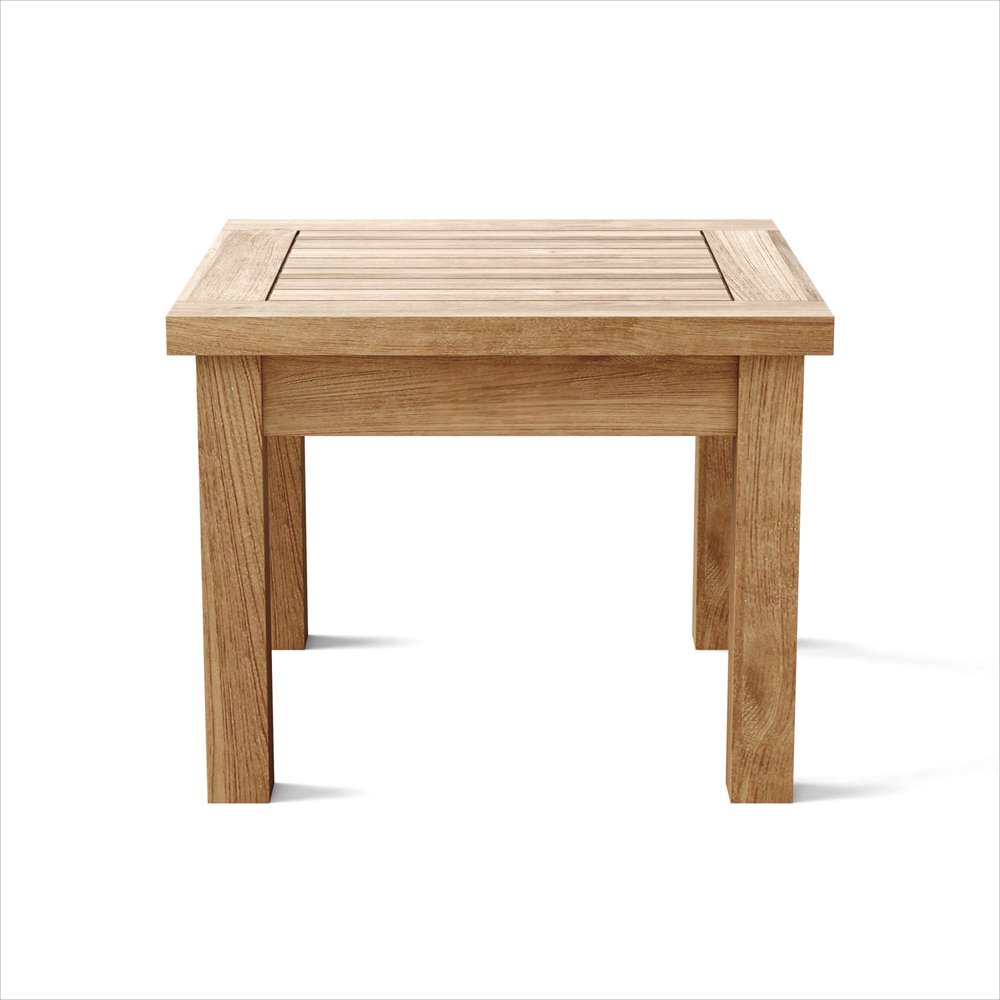 20" Natural Square Solid Wood Outdoor Patio Side Table