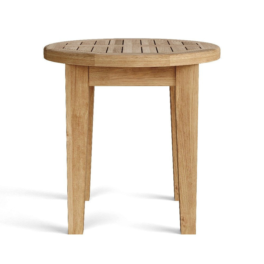 20" Natural Rounded Solid Wood Outdoor Patio Side Table