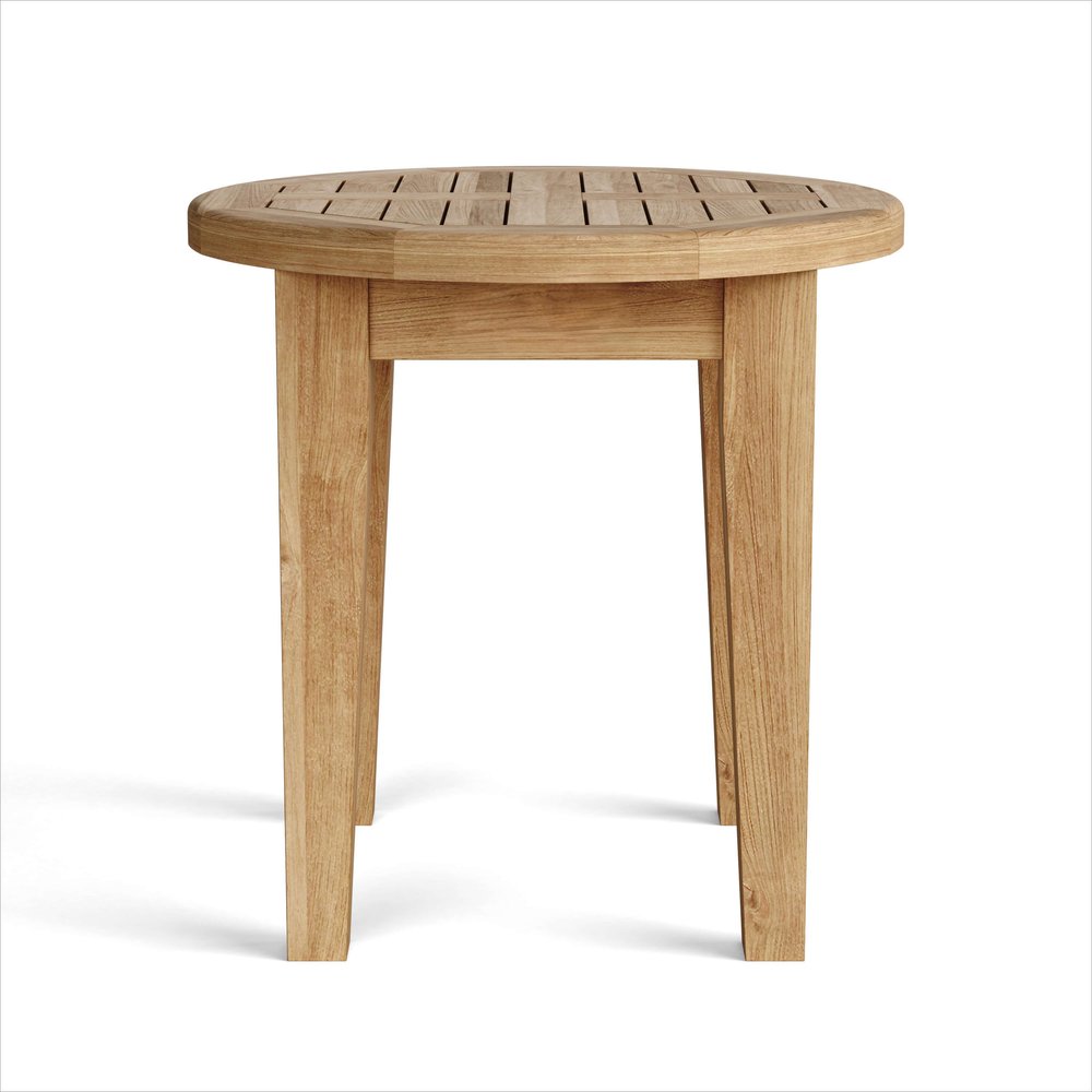 20" Natural Rounded Solid Wood Outdoor Patio Side Table