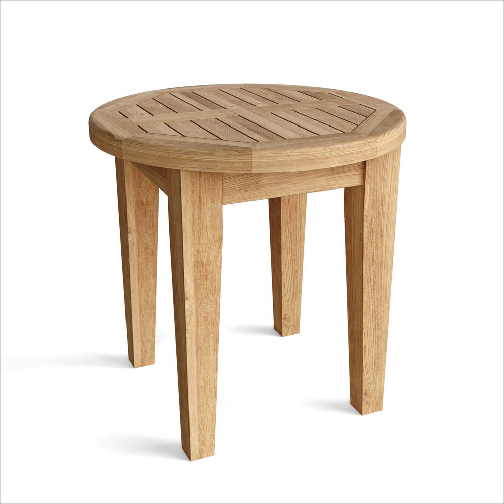 20" Natural Rounded Solid Wood Outdoor Patio Side Table