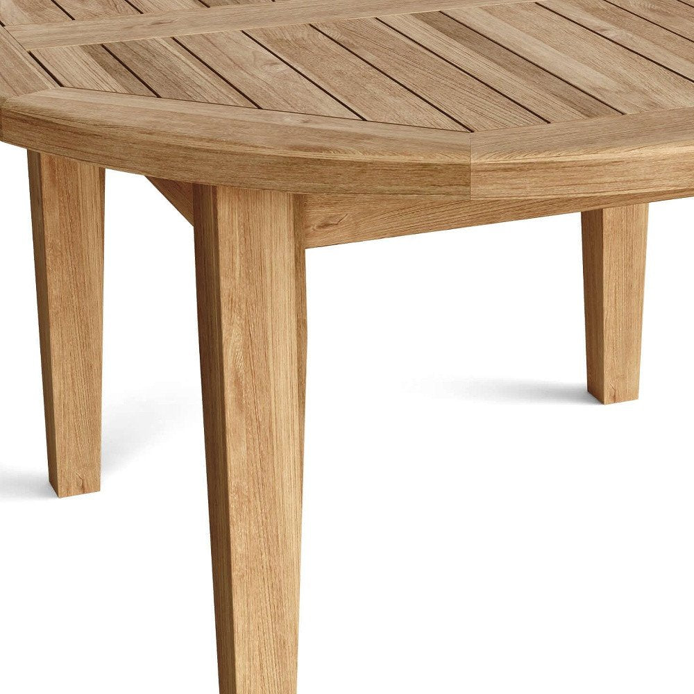 35" Natural Rounded Solid Wood Outdoor Patio Coffee Table