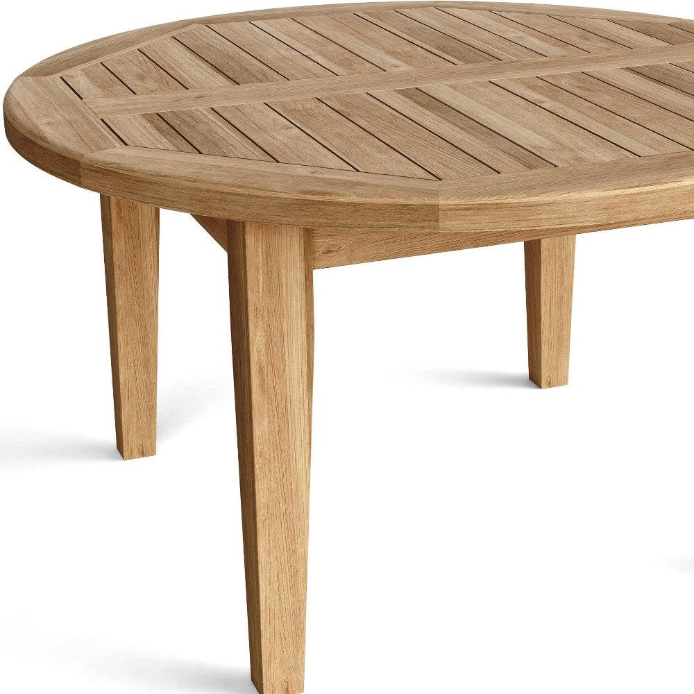 35" Natural Rounded Solid Wood Outdoor Patio Coffee Table