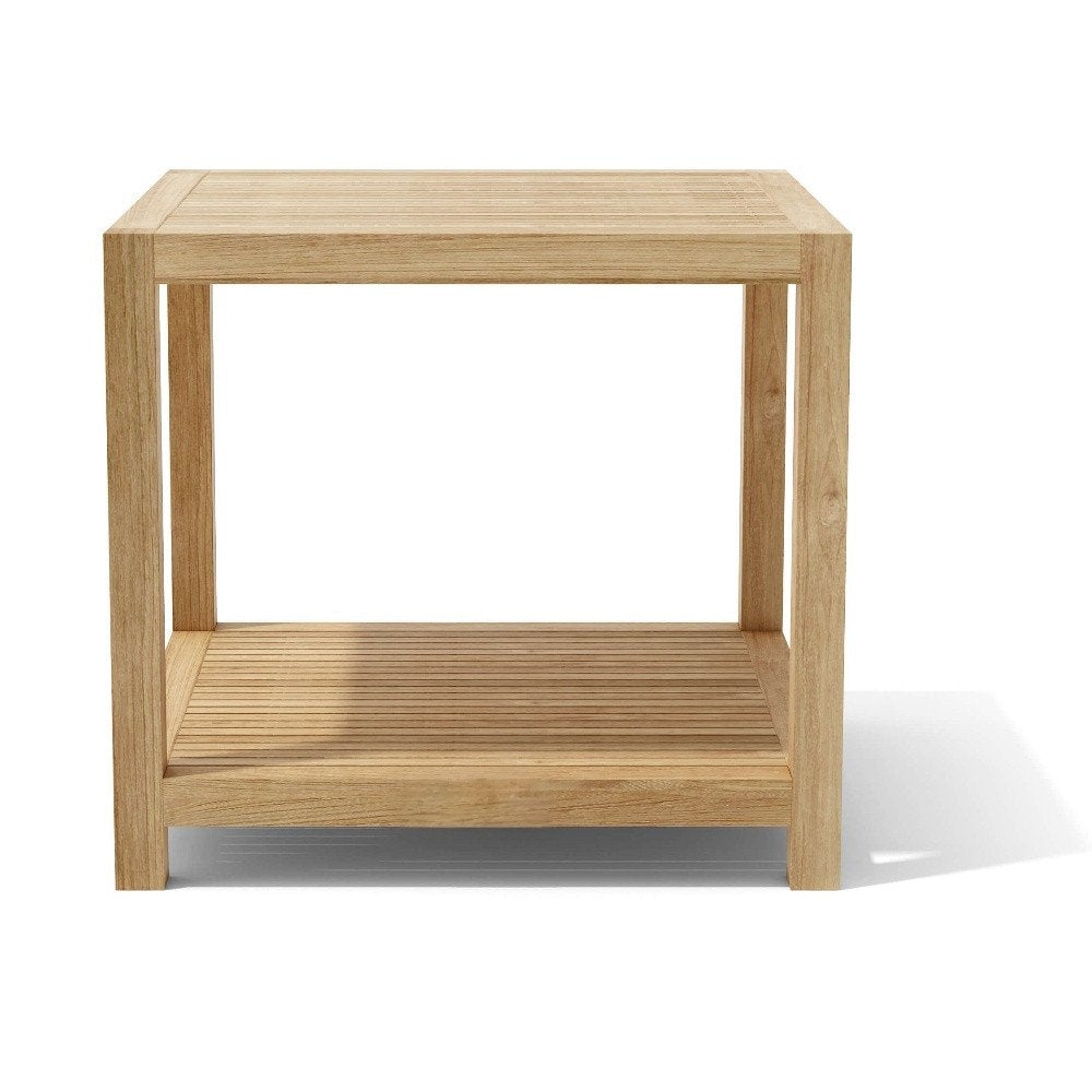 22" Natural Square Solid Wood Outdoor Patio Side Table