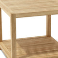 22" Natural Square Solid Wood Outdoor Patio Side Table