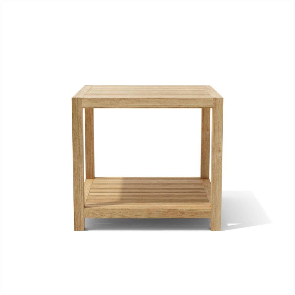 22" Natural Square Solid Wood Outdoor Patio Side Table