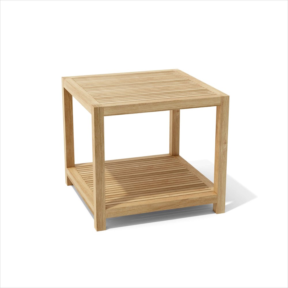 22" Natural Square Solid Wood Outdoor Patio Side Table