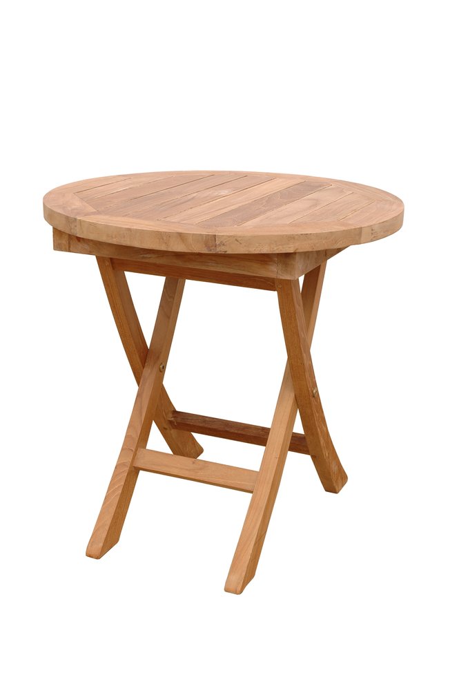 20" Natural Rounded Solid Wood Folding Outdoor Patio Side Table