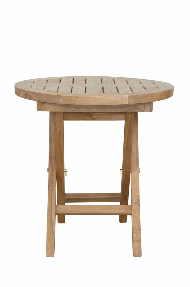20" Natural Rounded Solid Wood Folding Outdoor Patio Side Table