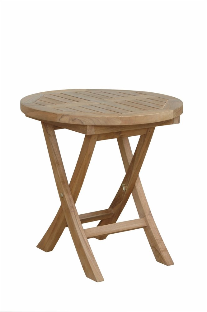 20" Natural Rounded Solid Wood Folding Outdoor Patio Side Table